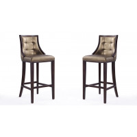 Manhattan Comfort 2-BS007-BZ Fifth Avenue 45 in. Bronze and Walnut Beech Wood Bar Stool (Set of 2)